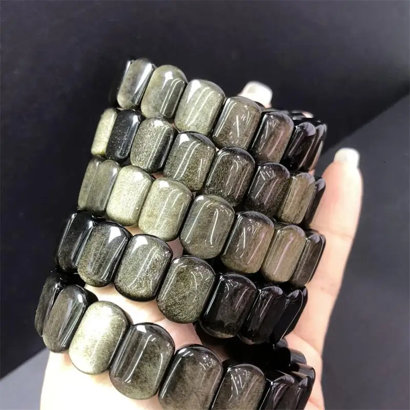 

Натуральный золотой обсидиан, браслет из драгоценного камня, круглая бусина, кристалл, исцеление фэншуй, драгоценный камень, браслет, ювелирное изделие, подарок, 1 шт., 14X9 мм