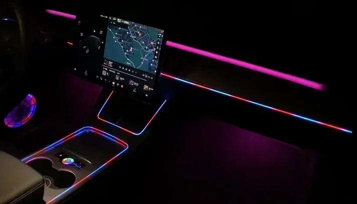 Car Accessories Car Interior Atmosphere Light Ambient Light Suitable for Tesla 23-24 Model Y Engraving 22 Lights RGB