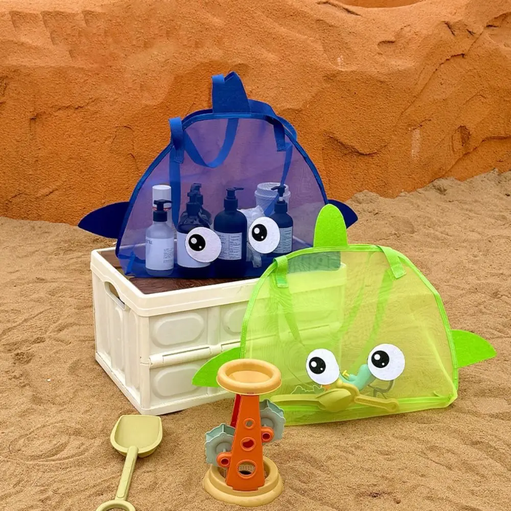 Large Capacity Summer Beach Bag Cartoon Mesh Portable Mesh Bag Lightweight Handheld Toy Storage Bag Beach Travel Outdoor Sports