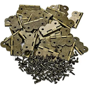 ブラシブロンズバタフライヒンジ、アートデコ、簡単な表面、ジュエリー用マウント、20個