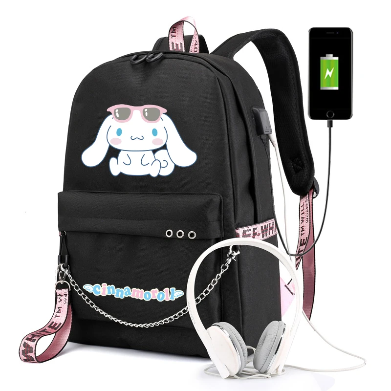 3 sztuk/zestaw Sanrio Kuromi Cinnamoroll plecak chłopiec dziewczynka tornister teenteen studentki z torbą na Lunch plecaki damskie komplet plecaków