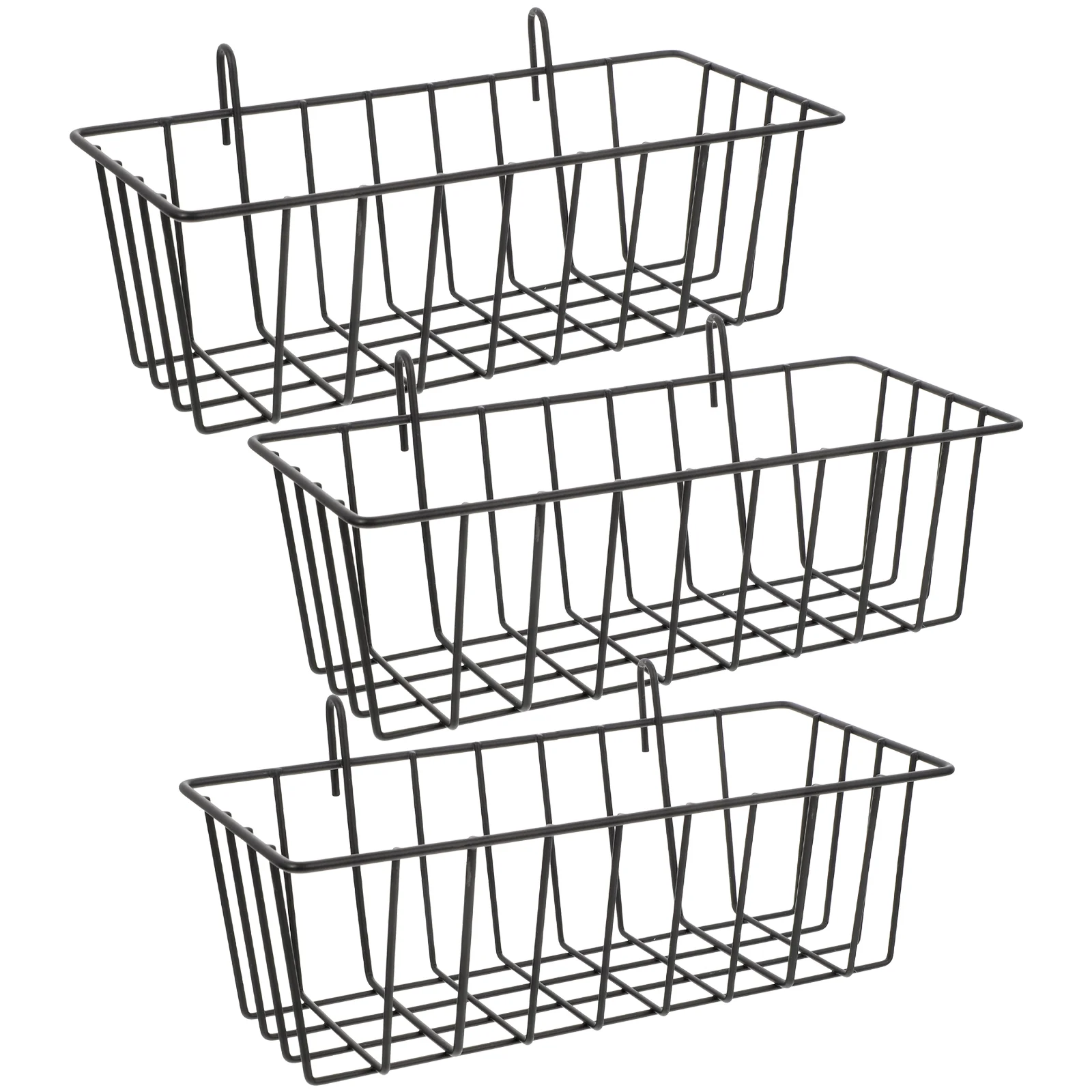 

3 Pcs Bins Kitchen Shelf Storage Shelves Bathroom Metal Rack Wicker Basket Trash