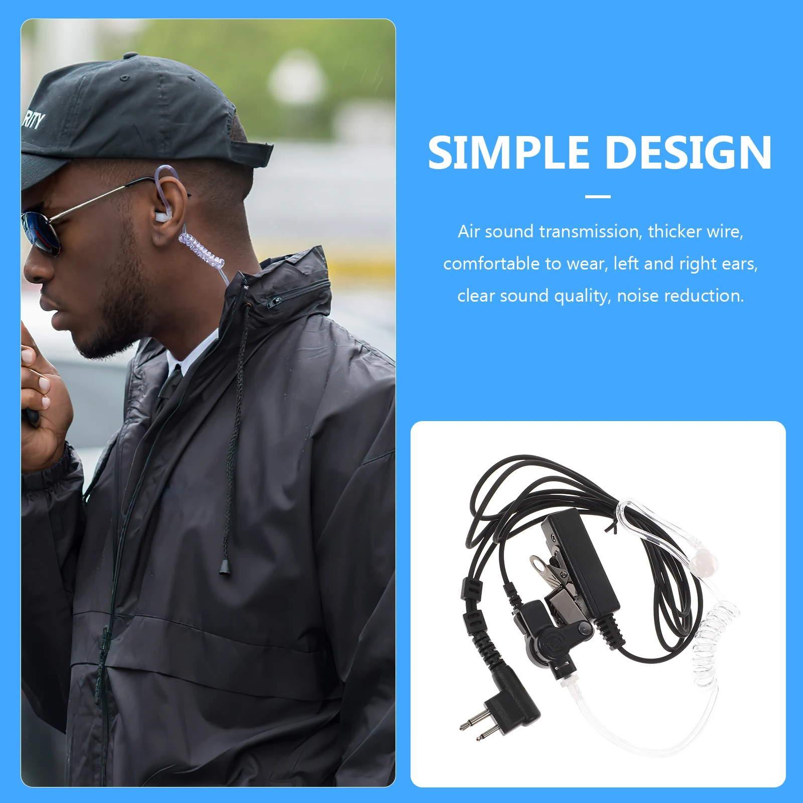 Walkie Headset Earpiece Acoustic Tube Microphone Security Hotel Warehouse Supermarket Hiking Hunting Noise Reduction