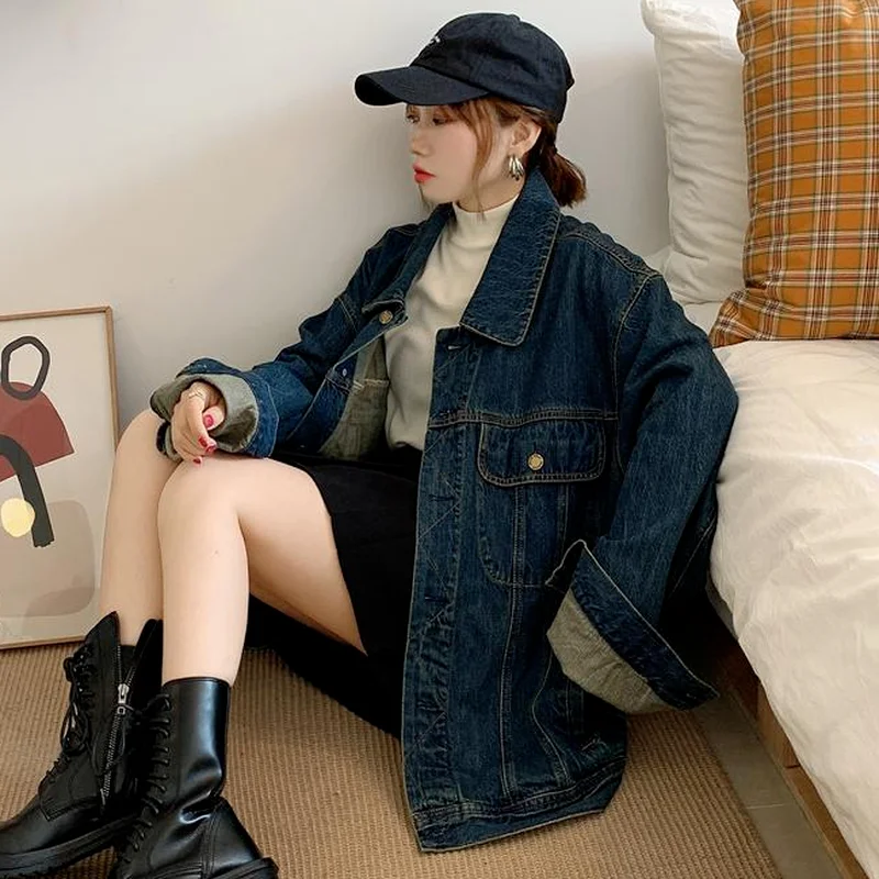 

Базовые куртки женские однотонные простые модные популярные верхняя одежда в корейском стиле повседневные универсальные студенческие повседневные весенние новые свободные ретро