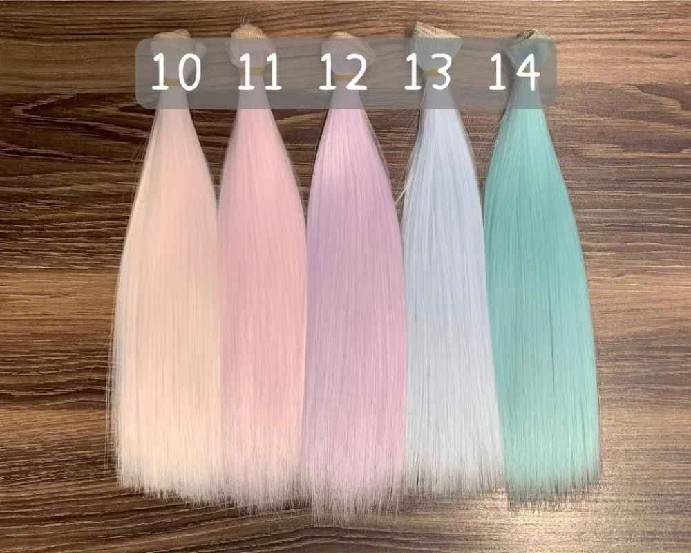 15 センチメートル/25 センチメートル BJD 人形ウィッグカラフルなバンドルおもちゃヘアピースロングストレート緑紫厚い高温シルク人形アクセサリー