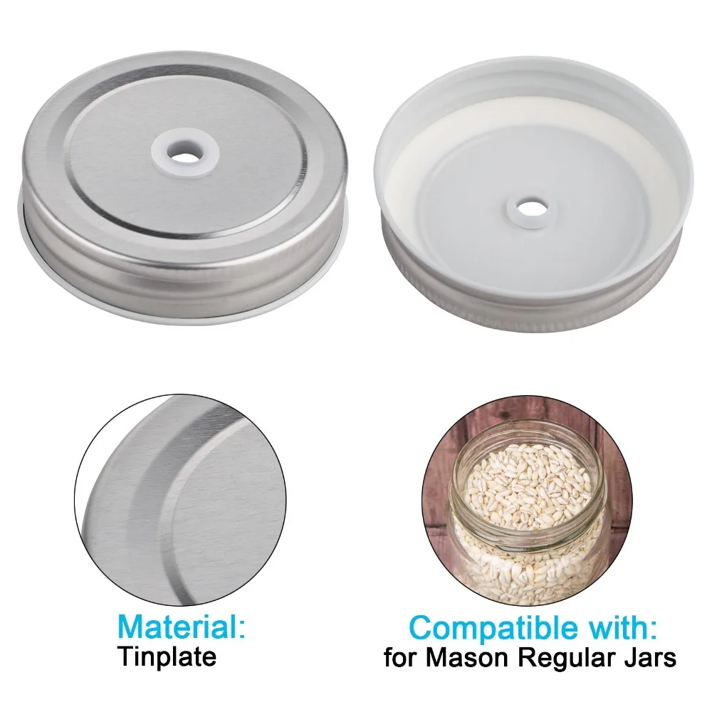 4Pcs Fit Standard Mason Jars Fermenting Kit Tinplate Threaded Sealing Structure Fermentation Cover Easy Assembly Airlock System