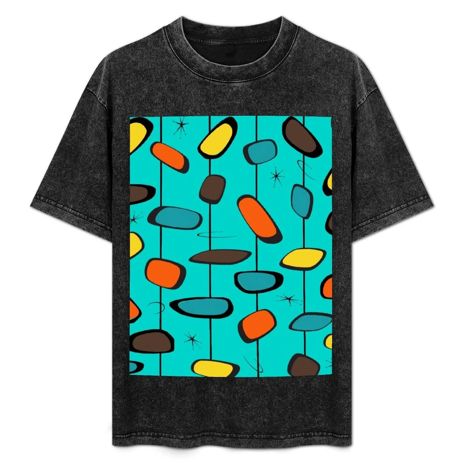 

Mid Century Modern Teal Pattern Starburst T-Shirt custom shirt tees vintage graphic tee cotton t shirt men