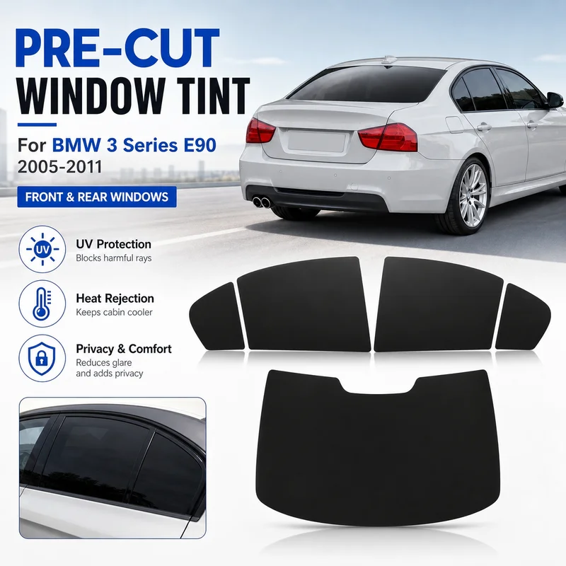 Premium Pre-Cut Window Tint For BMW 3 Series E90 2005-2011 Front & Rear Windows UV Heat Rejection Privacy Film Durable