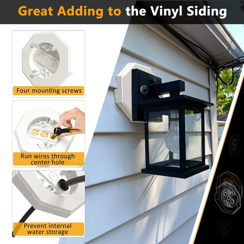 ABRM-Octagon Siding Mounting Kit, 8141 Vertical Siding Lamps Mounting Plate Siding Light Blocks For 1/2Inch Lap Siding