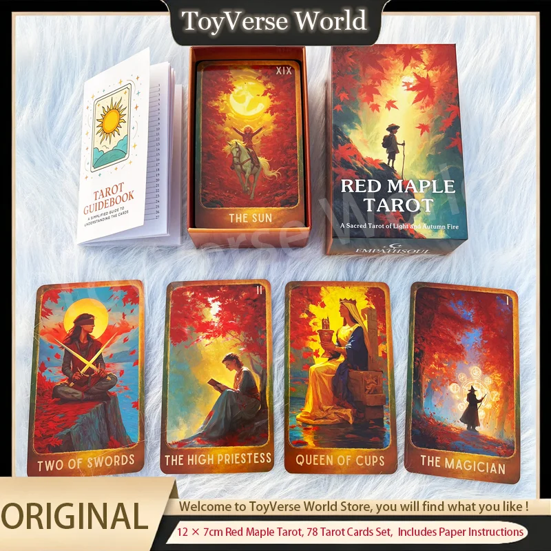 

12 × 7cm Red Maple Tarot card 78 Tarot Cards Set, Includes Paper Instructions, A Sacred Tarot of Light and Autumn Fire Card Game