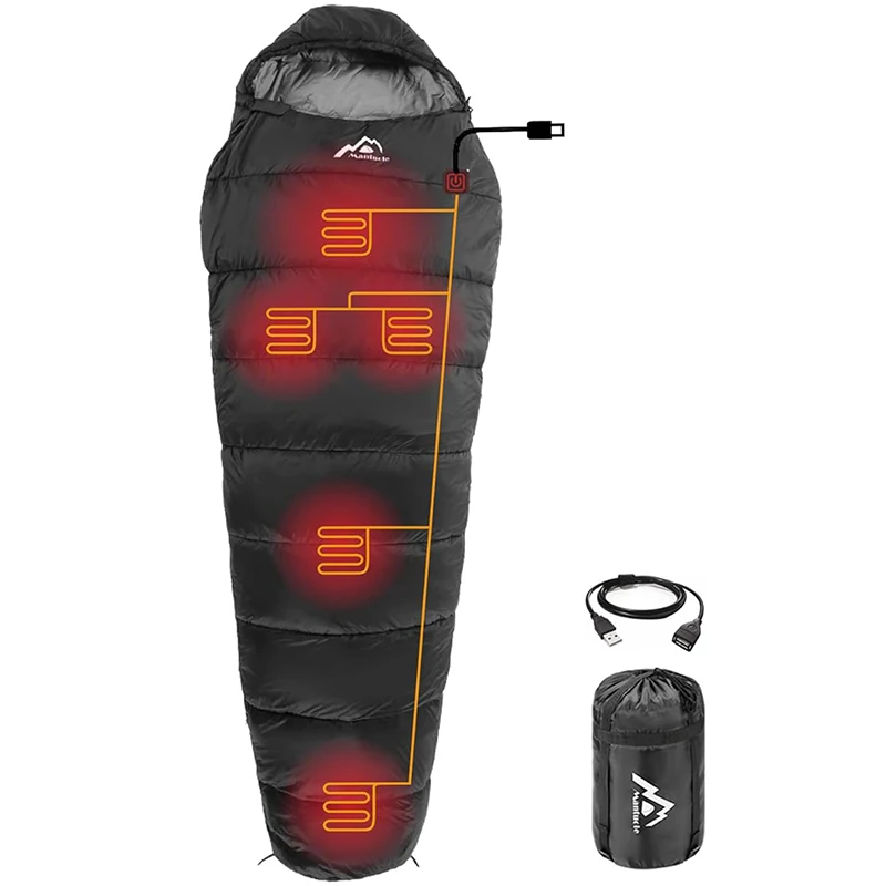 

Outdoor Waterproof Compression Hood Envelop Mummy Style Winter Thermal Heated Sleeping Bag