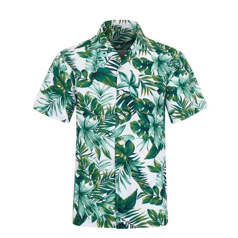 

Men's shirt 2024 new style printed lapel short-sleeved Hawaiian vacation summer casual breathable street outdoor work daily