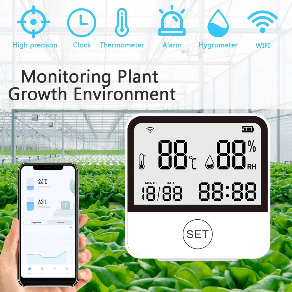 ACJ Smart TUYA High Precison WIFI Digital LCD Indoor Temperature Sensor Humidity Meter Thermometer Hygrometer Gauge Baby Room