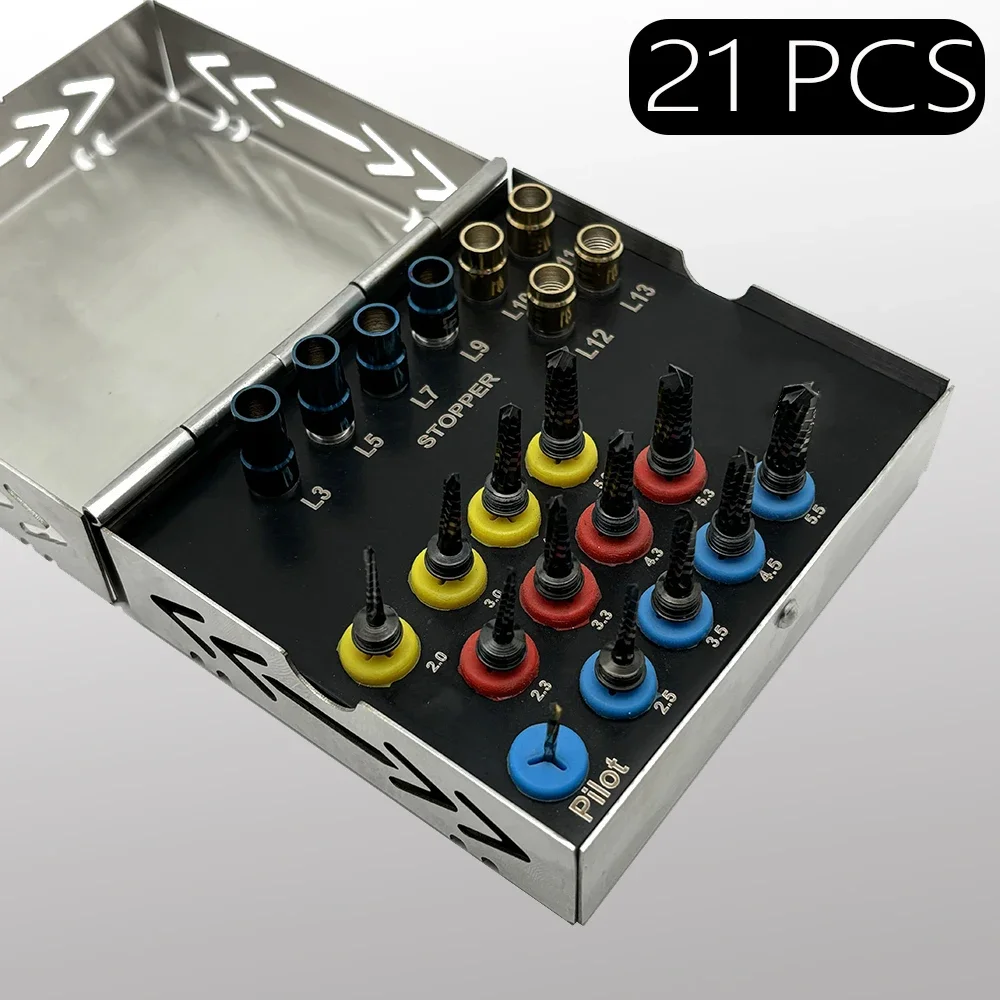 

Dental Osseodensification Bur Dental Implant Conical Drills Surgical Black Coated Kit Dental Surgical Drills with Stoppers Kit