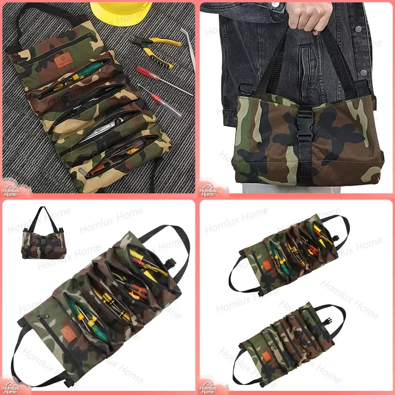 Multifunctional Canvas Tool Bag Roll Up Repair Kit for Car Mechanics Hardware Storage Portable Multi Purpose DIY Tools