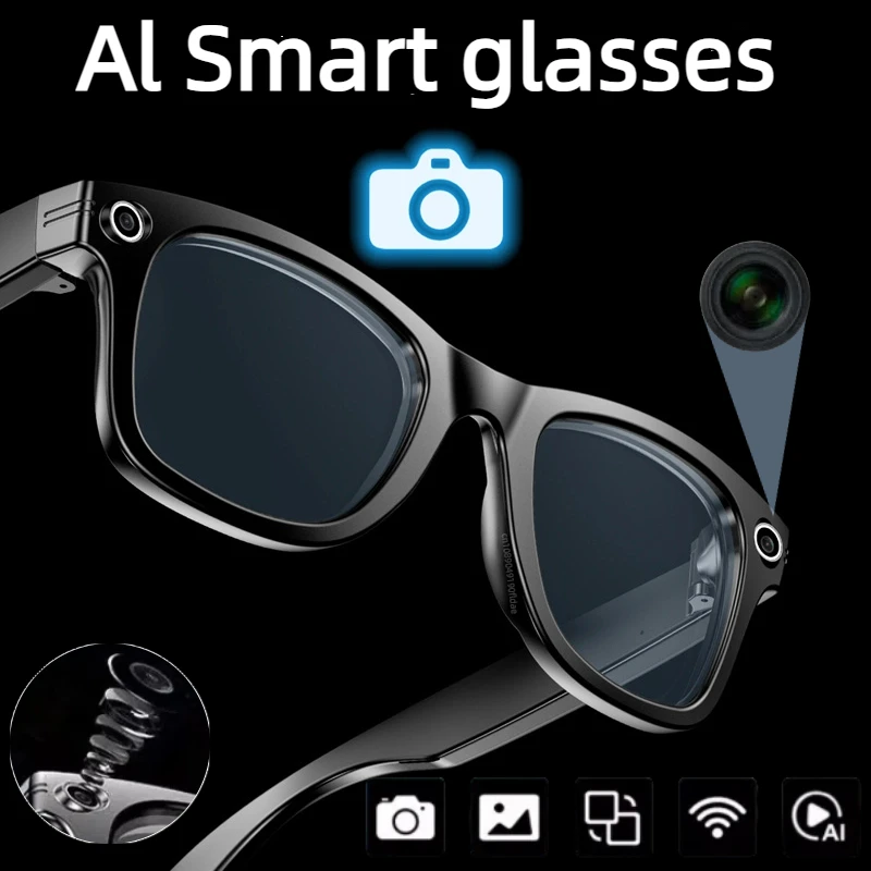 

Smart Bluetooth Glasses Recording Videos AI Photo Recognition Answer Translation Call Music 260mAh Large Battery IP65 Waterproof