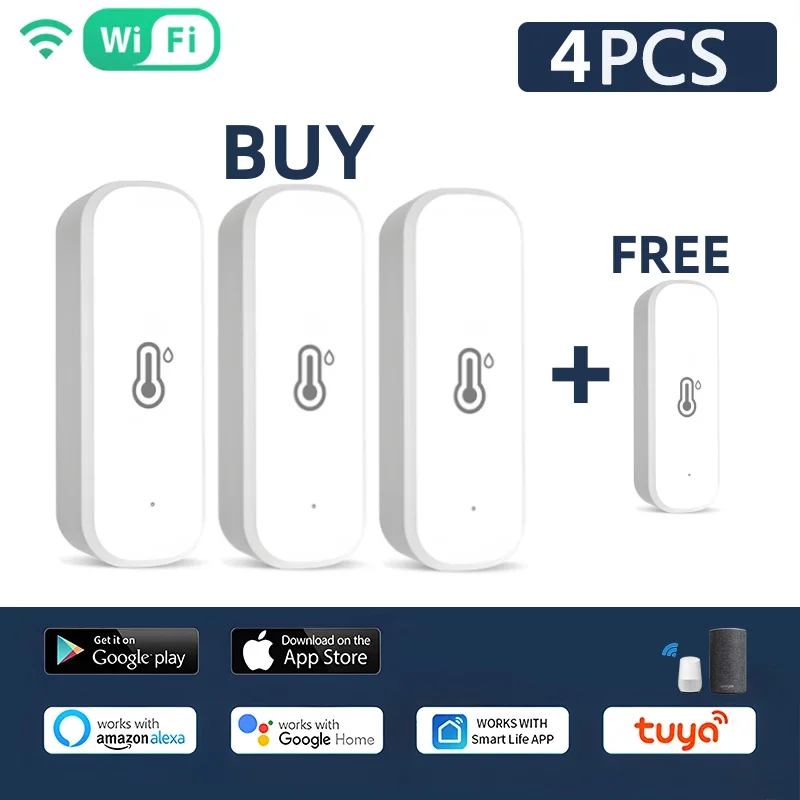 

Tuya WiFi Temperature Humidity Sensor Home Connected Thermometer Compatible With Smart Life Alexa Assistant
