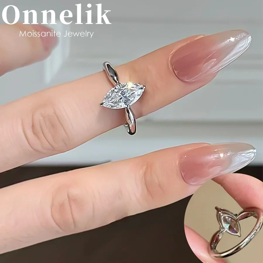 

Onnelik 100% стерлинговое серебро S925 2CT D цвет маркиза муассанит кольцо с бриллиантом для женщин свадебный подарок на помолвку ювелирные украшения