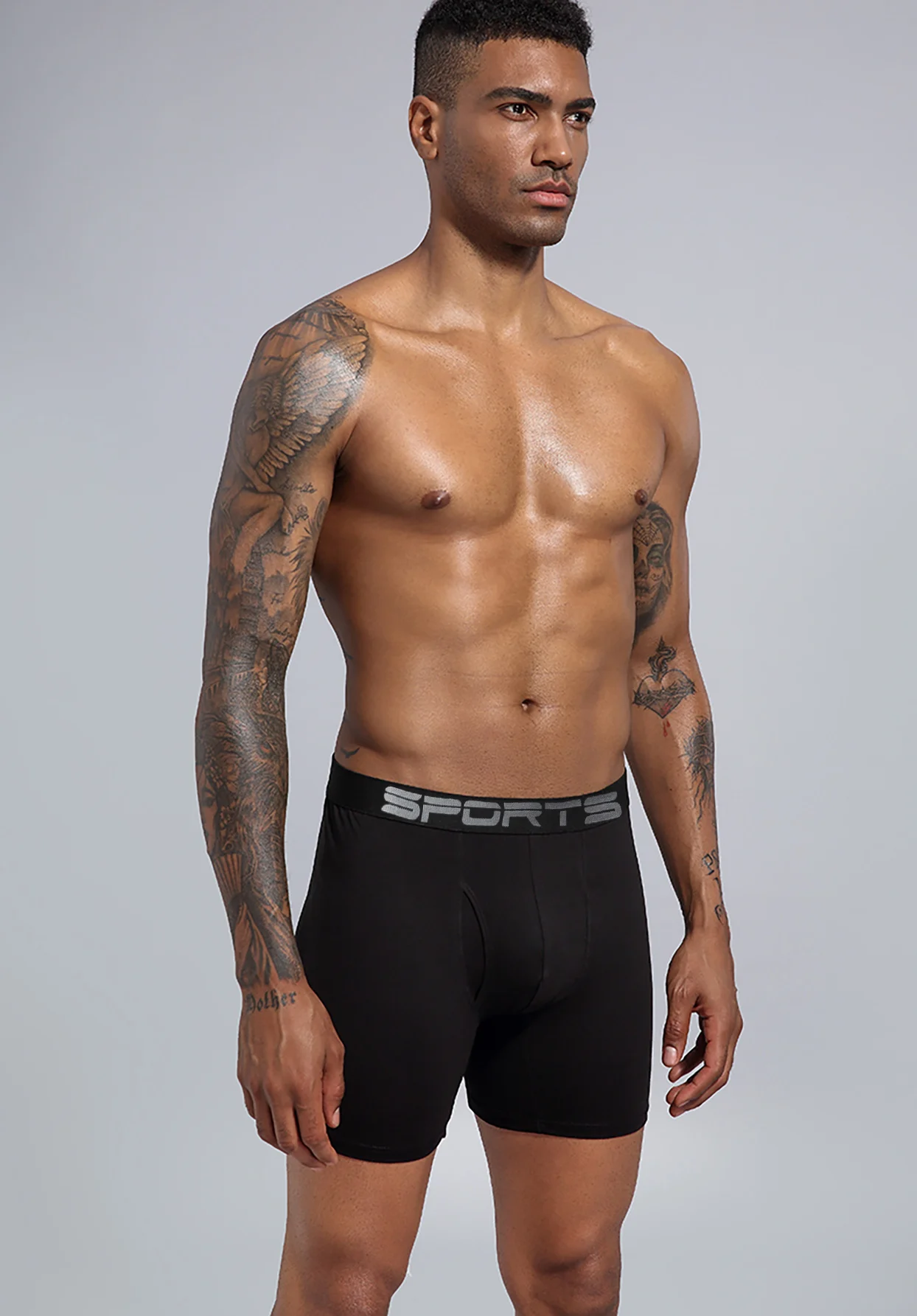 5 шт. мужские трусы-боксеры, спортивное нижнее белье, трусы с удлиненными штанинами, молочная шелковая ткань, быстросохнущие, мужские черные шорты-боксеры с открытыми летями