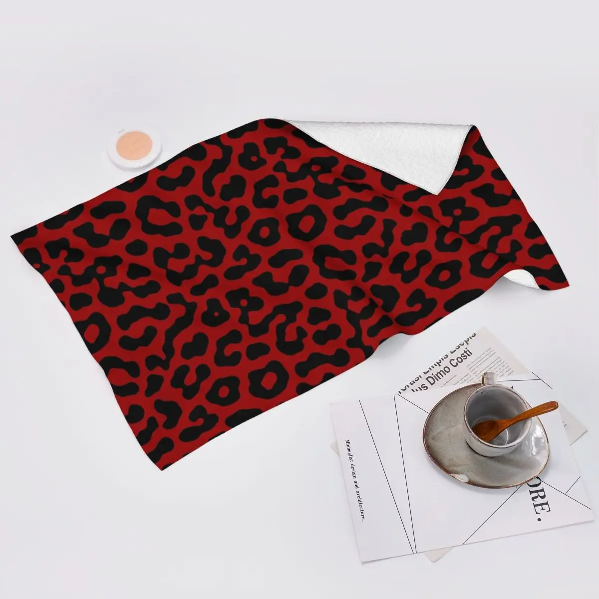 Custom Rose Red Leopard Pattern Soft Face Towel Quick Dry Pool Bath Cotton Towels Absorbent Quick