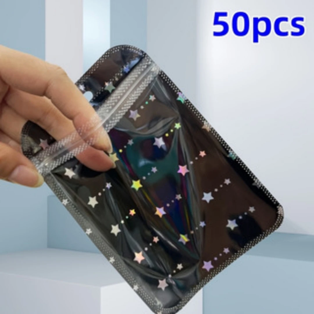 

1Set/50pcs Star Ziplock Poly Bag for Jewelry & Gifts - Multifunctional Packaging Bag, Suitable for Earrings, Necklaces, Etc