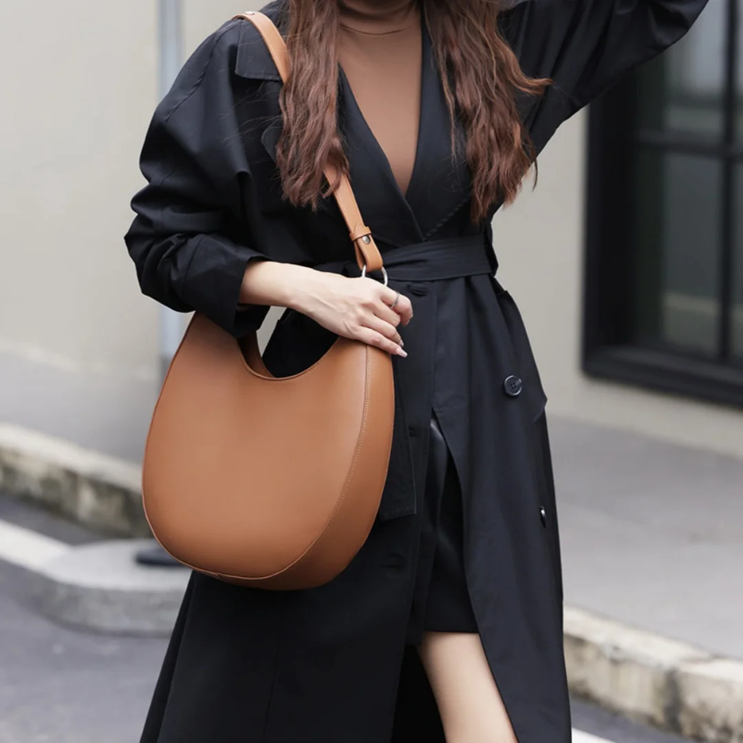 Vintage Genuine Leather Waterdrop Hobo Bag with Magnetic Snap for Women Ladies Daily Work Large Capacity Shoulder Tote