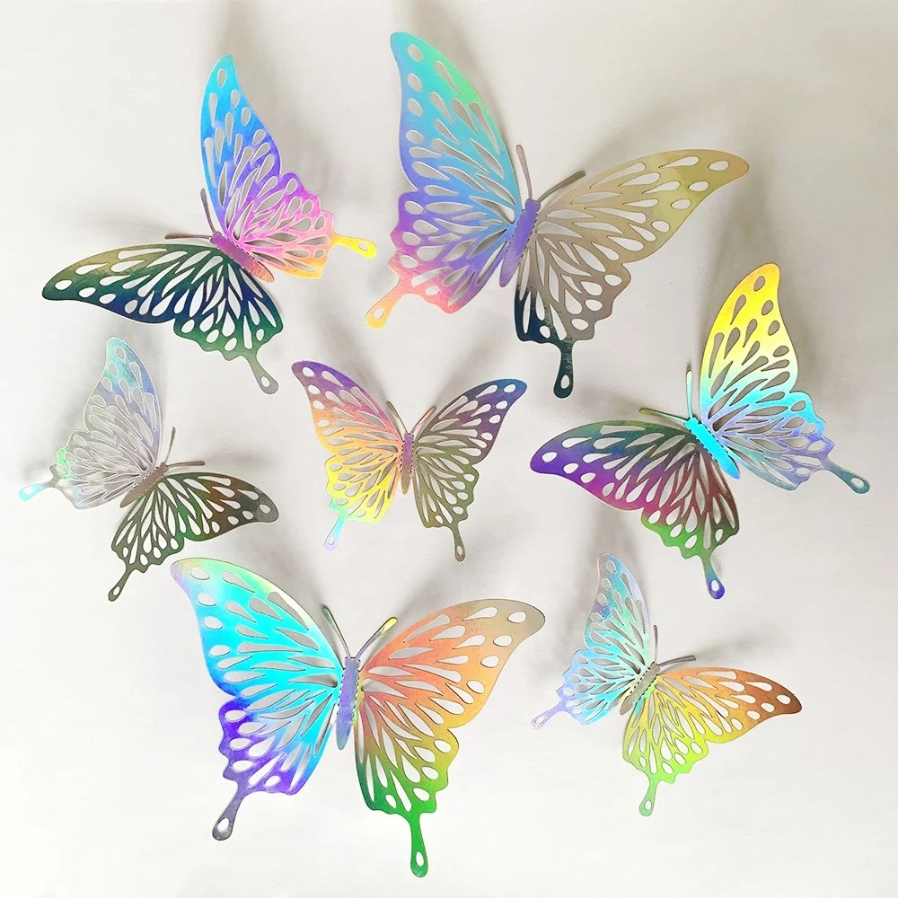 

10pcs 3D Wall Window Tattoo Decoration Gold Hollow Applique Art Decoration Party Home Cake Acrylic Handmade Butterfly Sticker