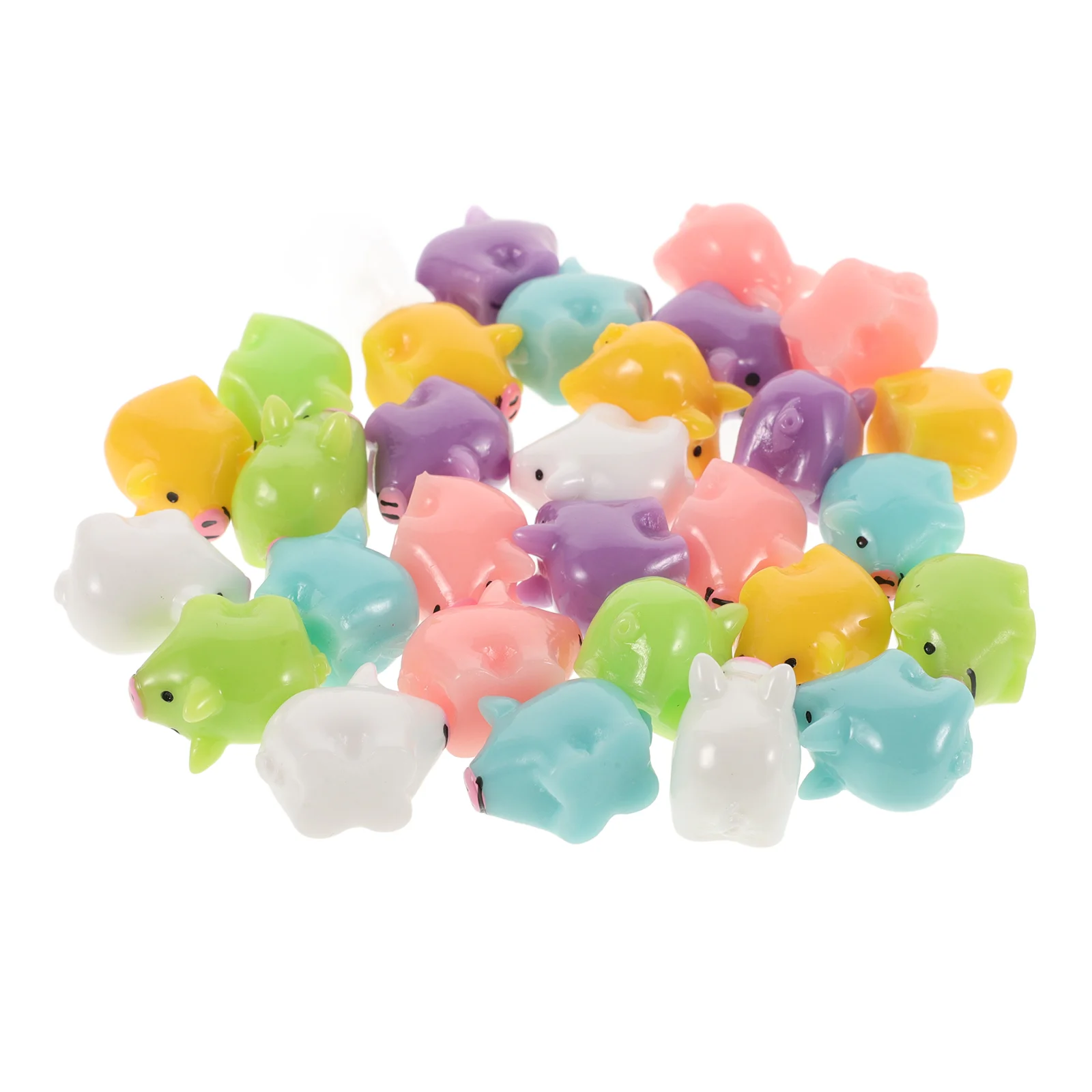 30 Pcs Resin Mini Pig Figurines Small Piggy Statue Toy Decorations Micro Landscape Miniature Animal