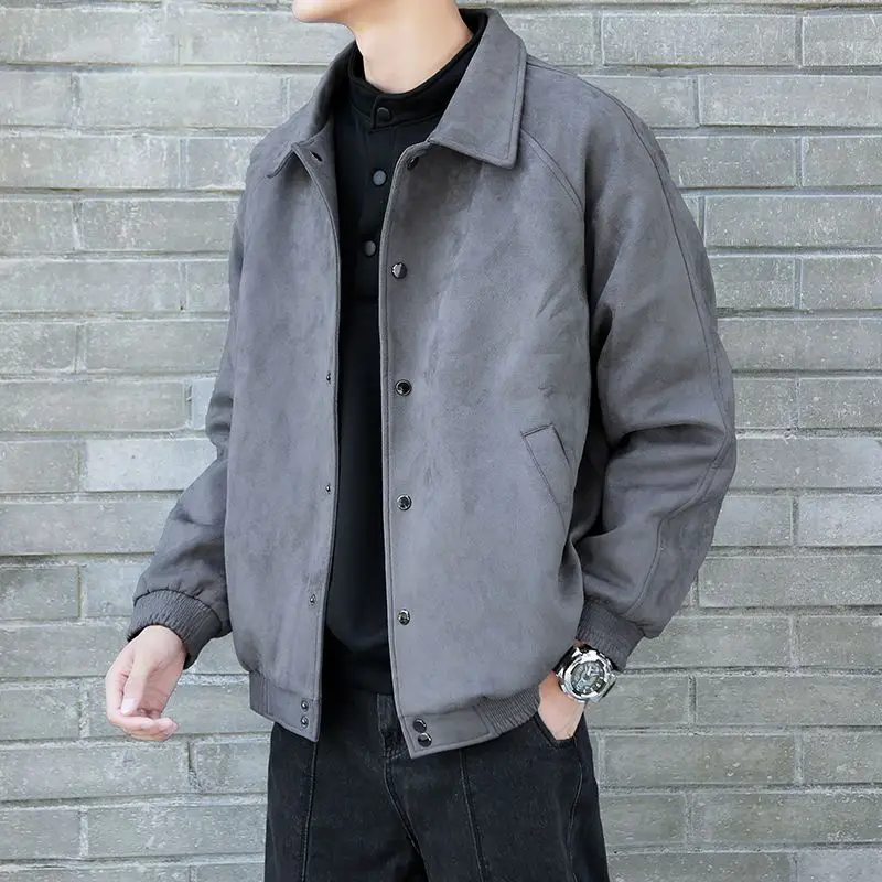

Men's Autumn Suede Baseball Jacket Loose Fit Vibe Style Waterproof Windproof Premium