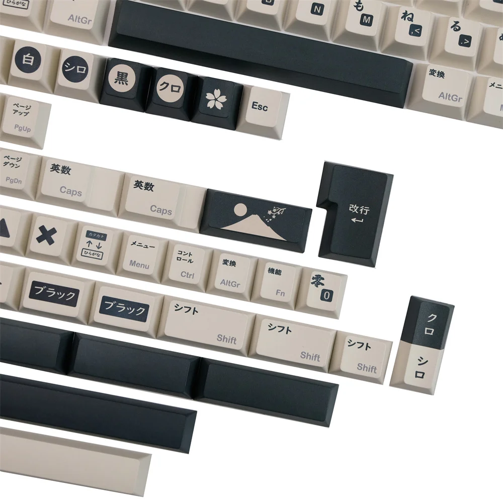 Keycap japonês PBT, Perfil Cherry, Sublimação DYE, Teclas Mecânicas do Teclado, Layout ANSI, ISO, Digite Keys, Preto e Branco