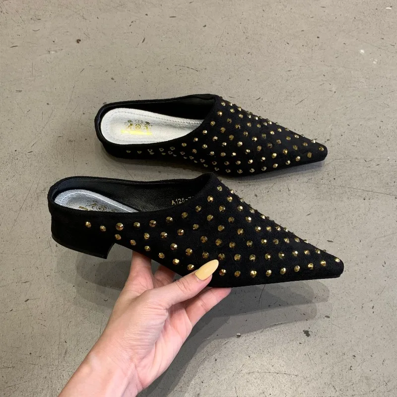 

Luxury Designer Womens Shoes New Exquisite Rhinestones Mueller Slippers for Woman Fashion Vacation Casual Shoes Zapatos De Mujer