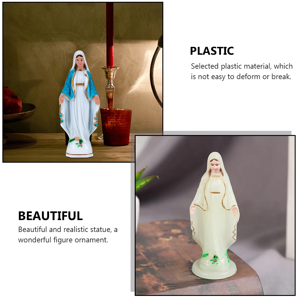 

3 Pcs Virgin Statue Small Christmas Crafts Decorations Plastic Catholic Statues Gifts Home Office Ornaments