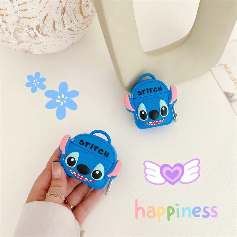 Disney With Pendant Cute Stitch Small Bag Style For Airpods 1 2 3 Wireless Bluetooth Headphone Protective Case Anti-fall Box