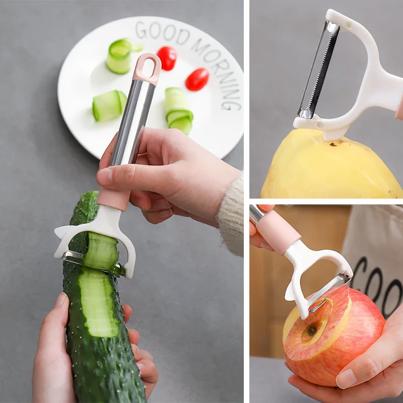 (Buy 1 get 1 free) Multifunctional Paring Knife Scraper Household Kitchen Long Handle Creative Potato Peeling Potato Peeling Fruit Tools Plane Knife