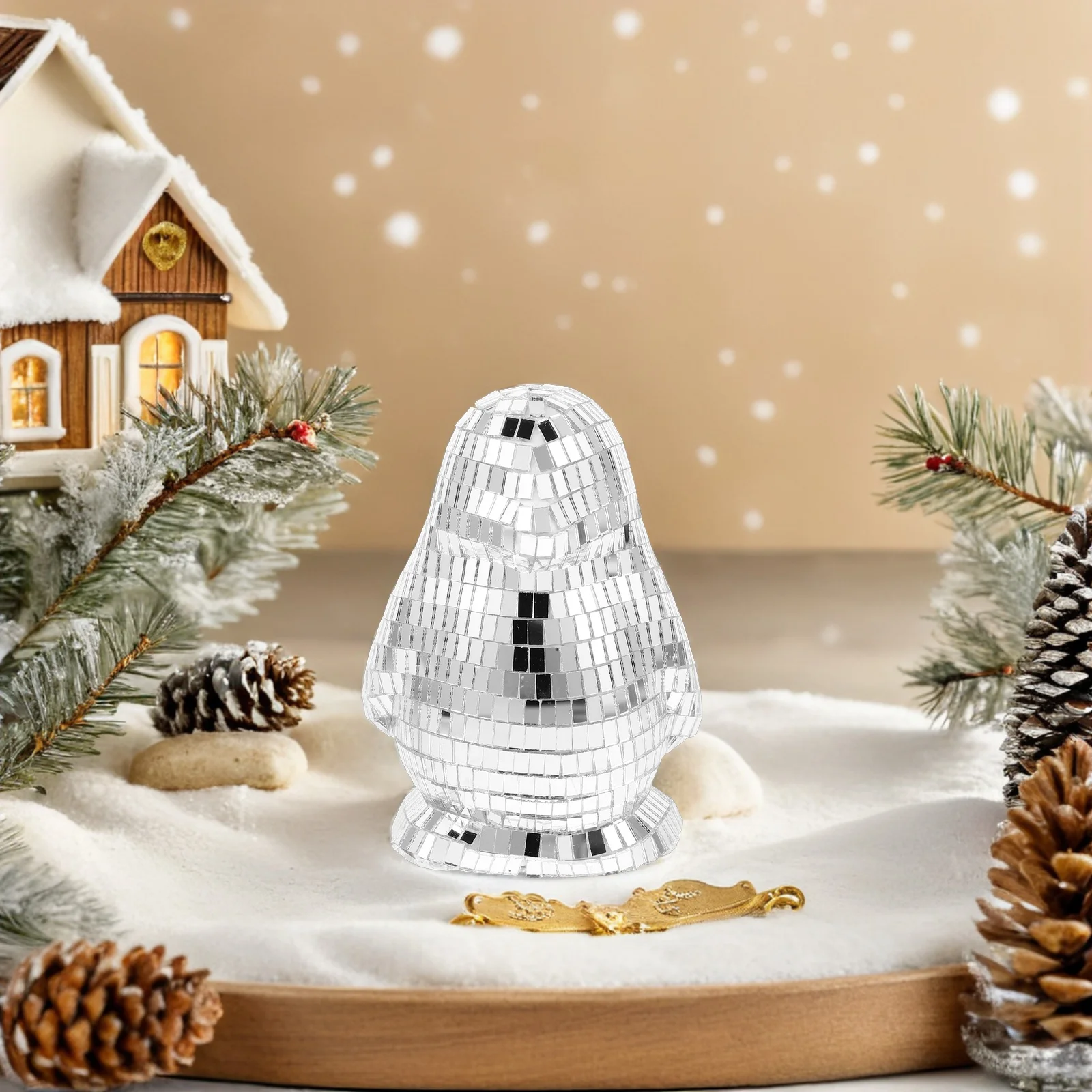 

3Pcs Penguin Disco Ball Home Party Decoration Reflective Mirror Ornaments Car Dashboard Supplies Penguin Ornament