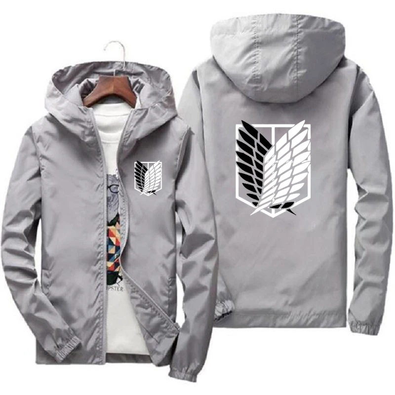 New Outdoor Travel Attack on Titan Men\'s Hooded Jacket Spring Fall Zipper Hooded Lightweight Comfortable Camping Hiking Jacket