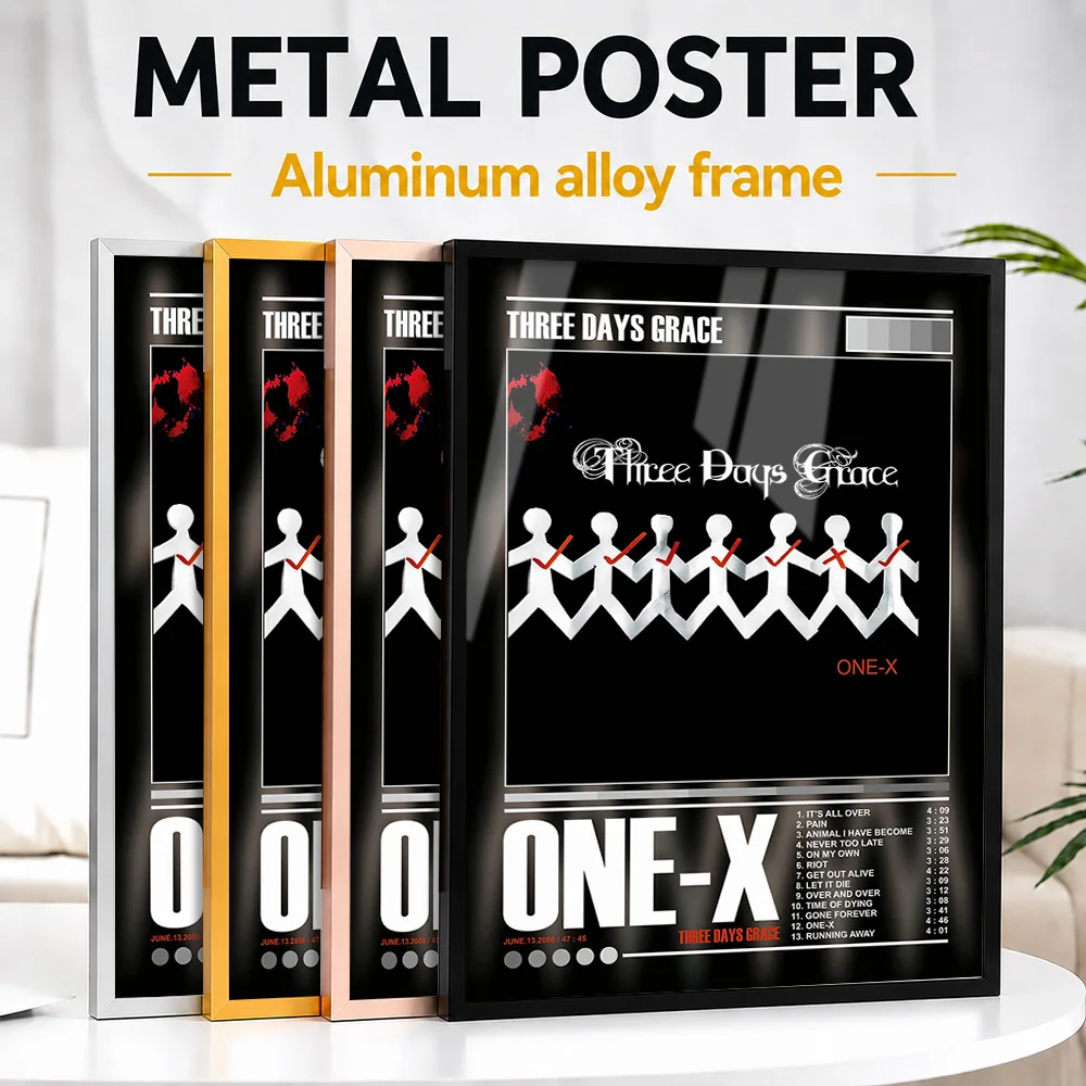 Three Days Grace One-X Album Framed Aluminum Metal Poster Customized Photo Vibrant Concert Style Wall Art For Recording Studio