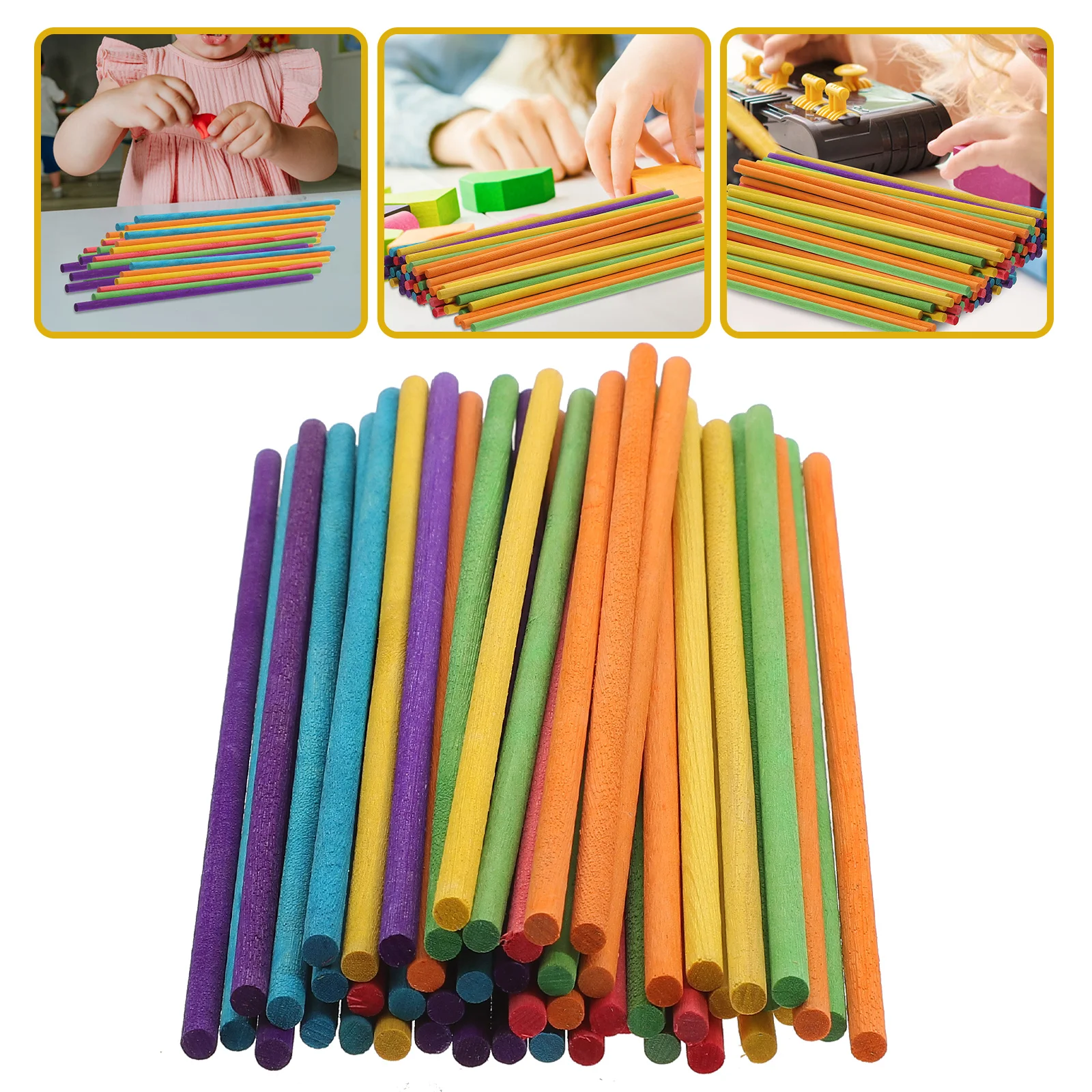 

50pcs Children Colorful Wooden Craft Sticks for Models and Sculpture 20 x 05 cm (Multicolor) Colorful wooden sticks