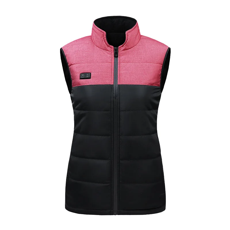 Mens Womens USB Electric Heated Vest Autumn Winter Front Back Heating Cotton Padded Stand Collar Slim
