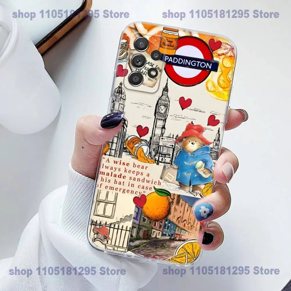 Coque de téléphone en Silicone, dessin animé p-paddington b-bears, pour Samsung S23,21,22,20 FE lite,S10,9,PIus,A70, souple et transparente