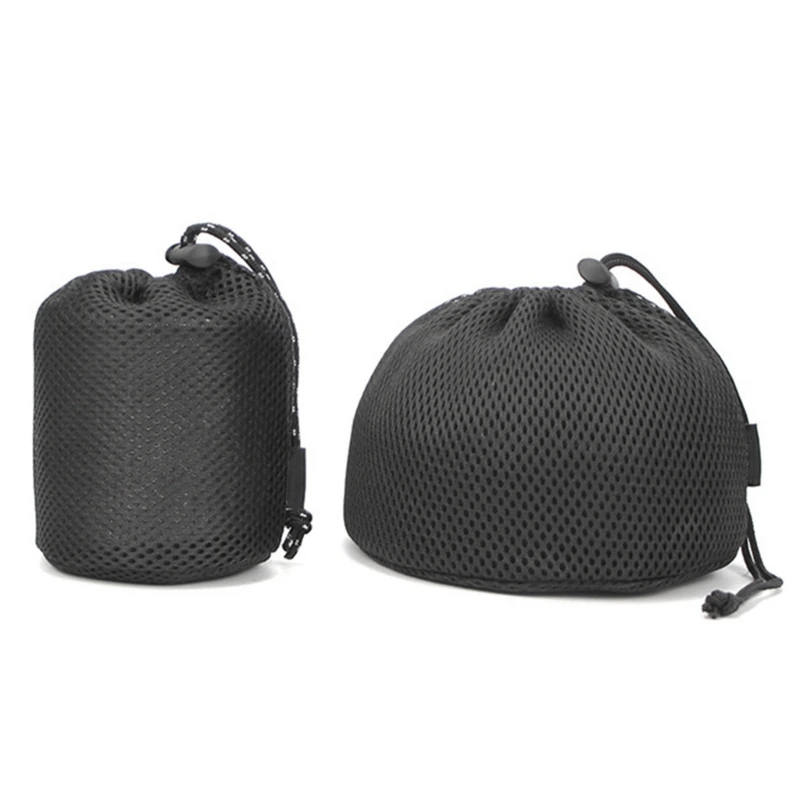 Outdoor Camping Pots Storage Bag Black Nylon Mesh Bag Travel Stuff Sacks Drawstring Bag Picnic Cookware Storage Pouch Portable