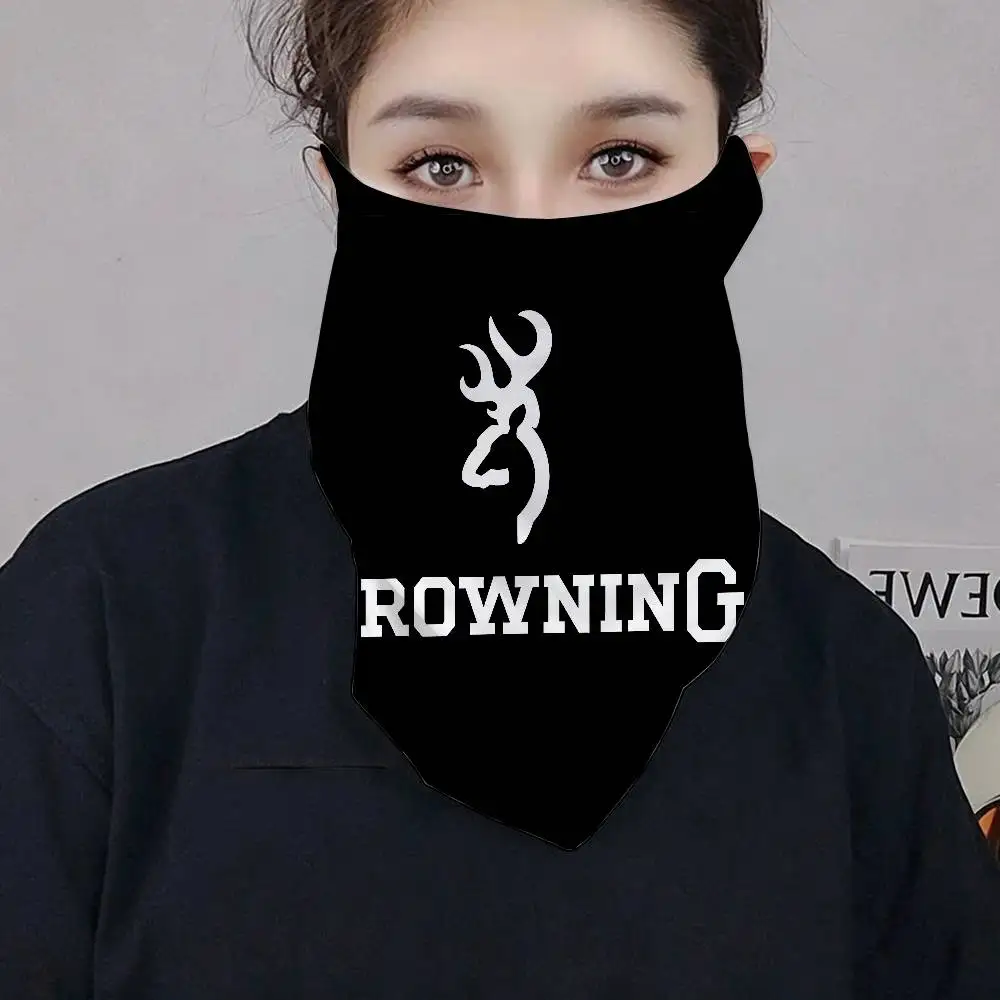 B-Browning Logo Comfortable Breathable Neck Tube UV Protection Face Mask for Motorcycle Cycling Travel