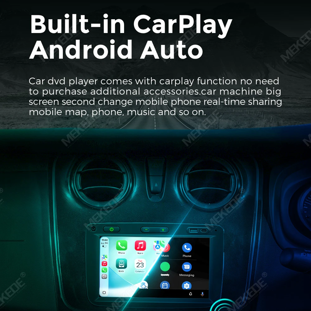 MEKEDE Linux 2 Din Radio For Renault Dacia Duster Sandero Dokker Logan Lodgy Captur Symbol Carplay Car Multimedia FM RDS BT USB