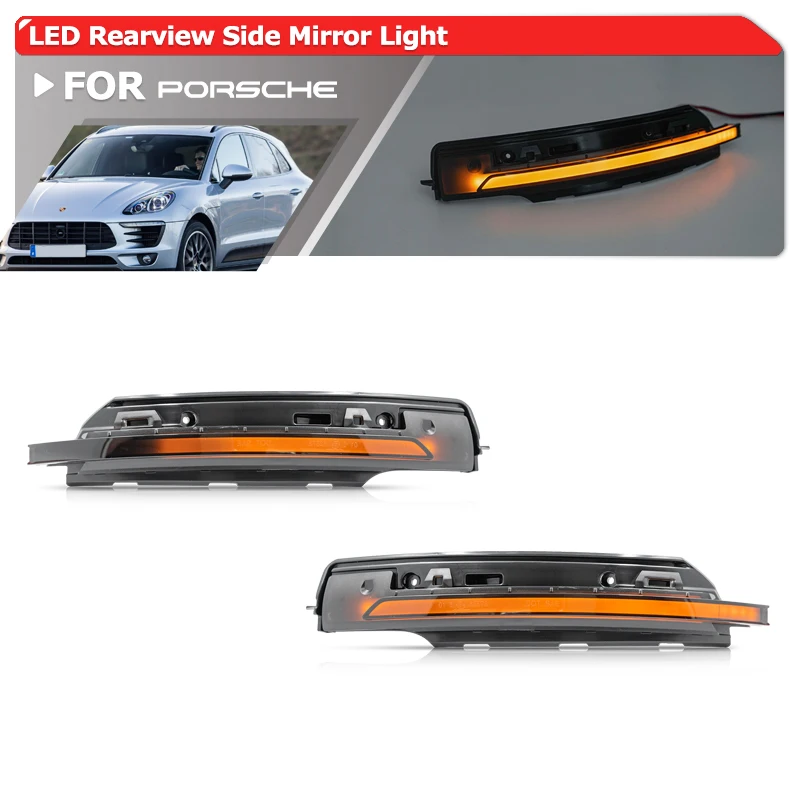 

Smoked Upgraded Sequential Rearview Side Mirror Light Replacement For Porsche Macan 2014-2020 Dynamic LED Turn Signal Blinkers