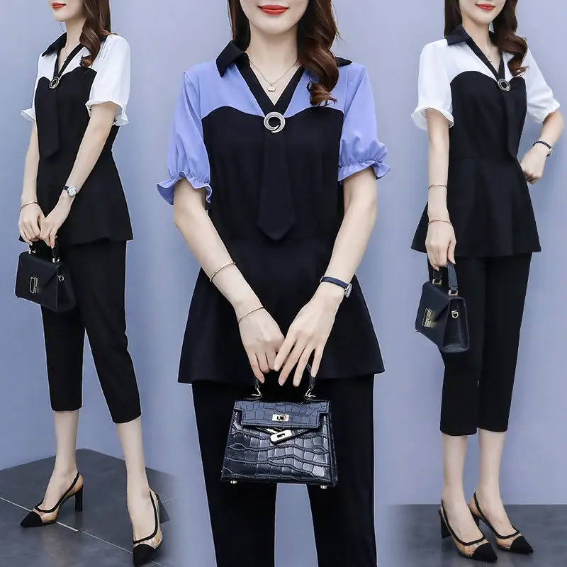 2022 Spring and Summer New Korean Fashion Slim Large Casual Age Reduction Two Piece Elegant Women's Suit