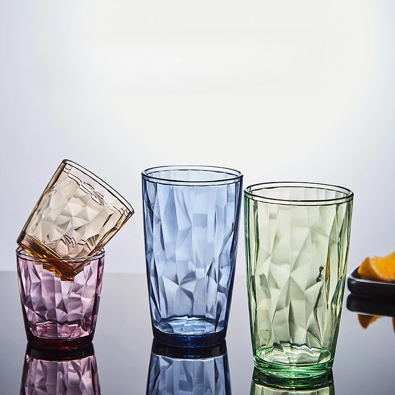 1PC Acrylic AS water cup Household color plastic cup gargle beer cup Restaurant juice cup drop resistant reusable