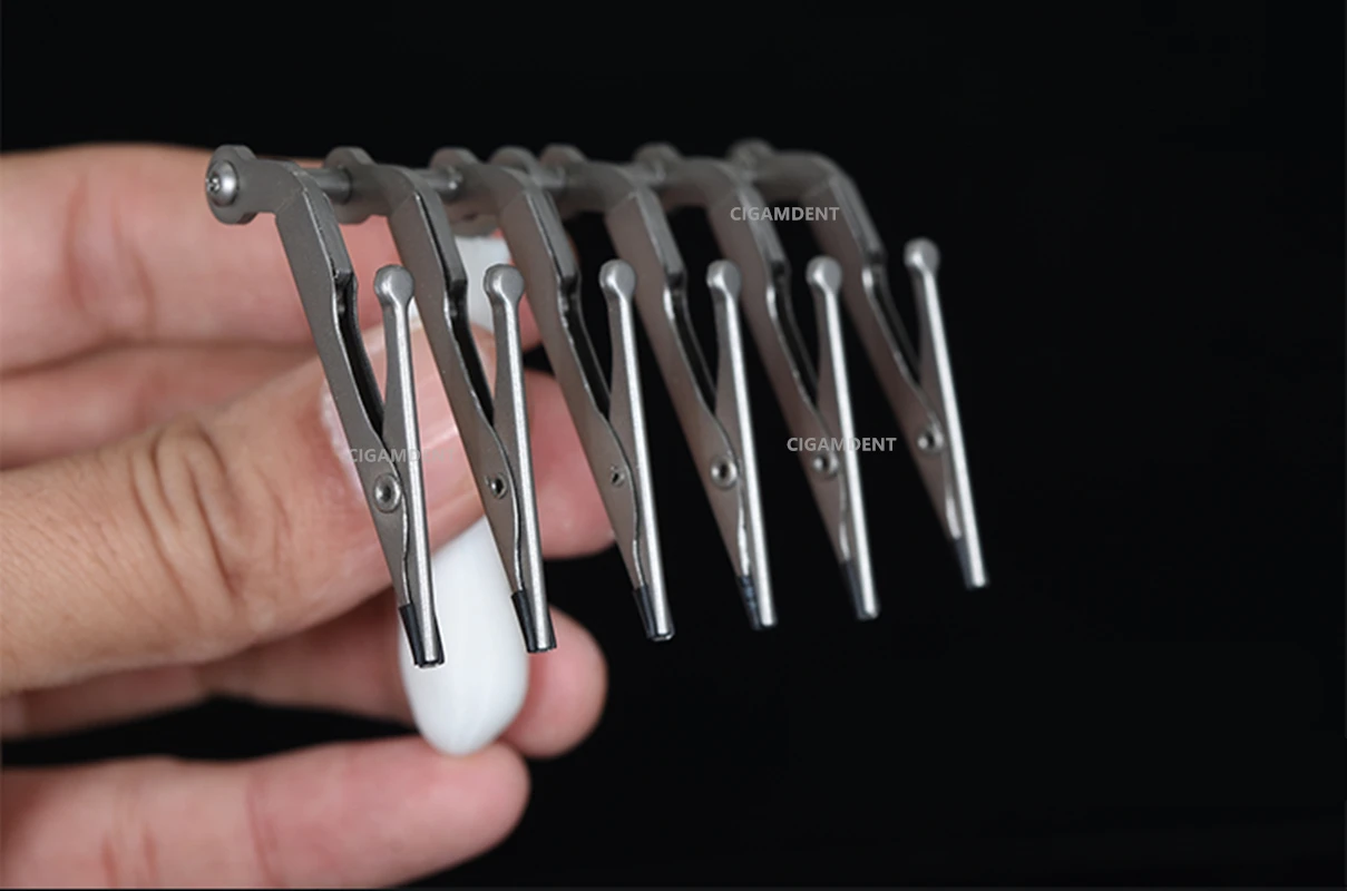 Dental Instruments Veneer Porcelain Brush Glazing Handle Temporary Crown Holder Clamps Denture False Teeth Clip