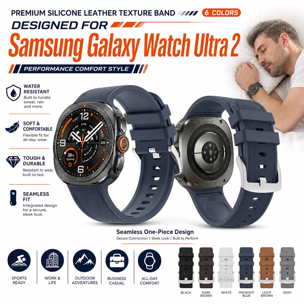 Multi-scene Silicone Watch Band for Samsung Galaxy Watch Ultra 2 Lightweight Waterproof Replacement Strap for Galaxy Ultra 2