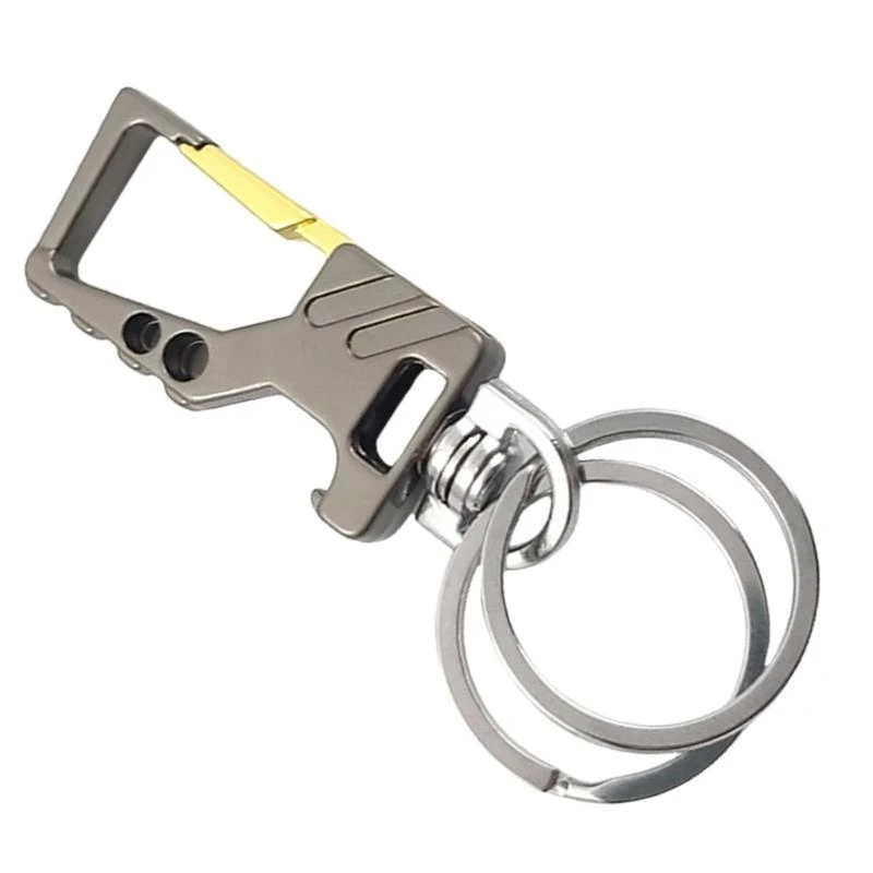

Heavy Duty Metal Keychains Carabiner Clip Bottle Opener Auto Car Holder Car Chains 2 Rings for Men & Women