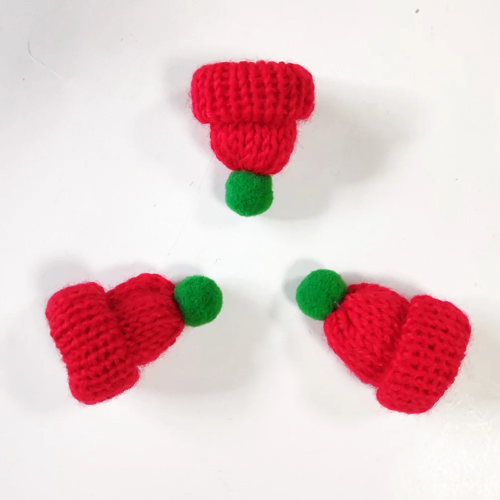 

20Pcs Christmas Mini Hat Knitted Wool Cap DIY Ornament for Clothes Bags Shoes Accessories Festive Decor Decoration Set
